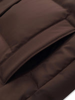 H-Line Knit Collar Long Goose Down Coat With Detachable Hood GOELIA