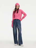 Denim Fleece Lined Women Tapered Jeans GOELIA