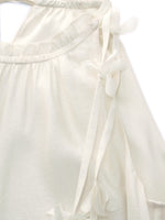Ruffle Neckline Women Halter Maxi Dress With Floral Ribbon GOELIA
