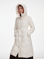 [Preview] Hooded Goose Down Belted Overcoat GOELIA