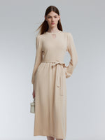 [Preview] Lyocell Wool Blend A-Line Women Belted Maxi Dress GOELIA
