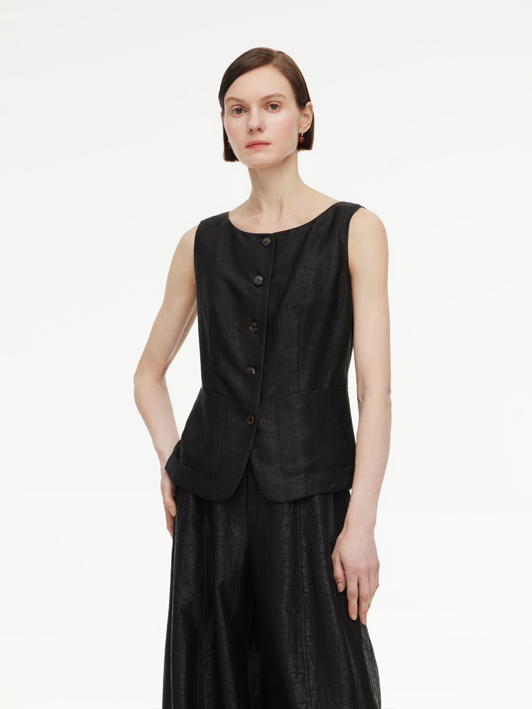 18MM Gambiered Canton Gauze Women H-Line Vest GOELIA