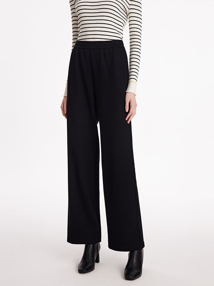 Knitted Straight Women Pants With Elastic Waistband GOELIA