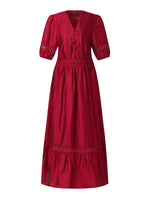 Tencel Blend Lace Patchwork Women Maxi Dress GOELIA