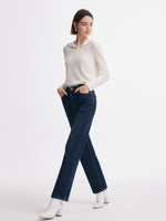 [Preview] Denim Fleece-Lined High-Waist Women Tapered Ankle Jeans GOELIA