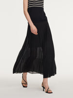 Adjustable Waist Side Slit Women Pleated Skirt GOELIA