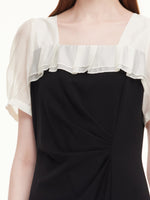 Color Block Square Neck Women Knit Mini Dress GOELIA
