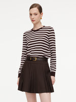 [Preview] Round Neck Stripe Women Knit Top With Detachable Sailor Collar GOELIA