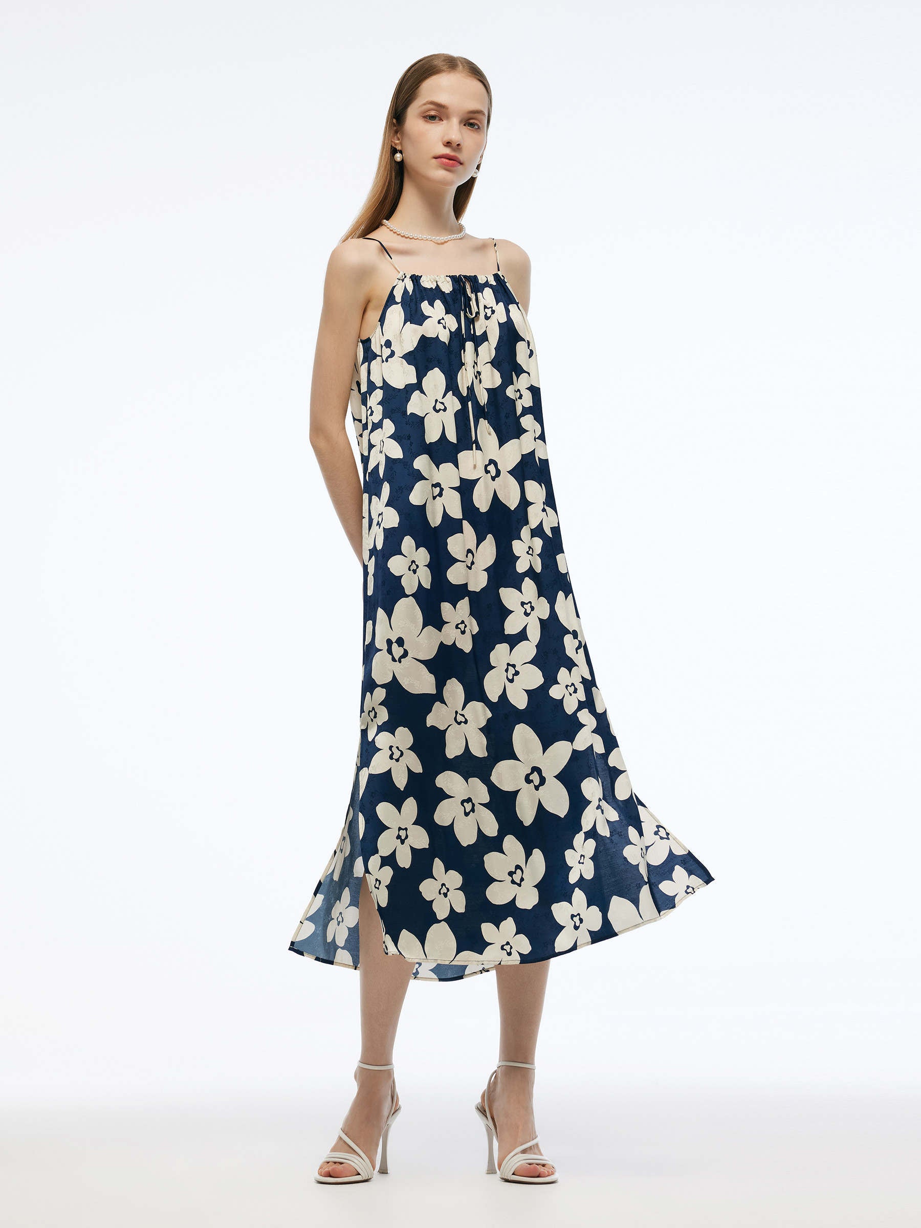 Floral Print Reversible Women Strap Maxi Dress GOELIA