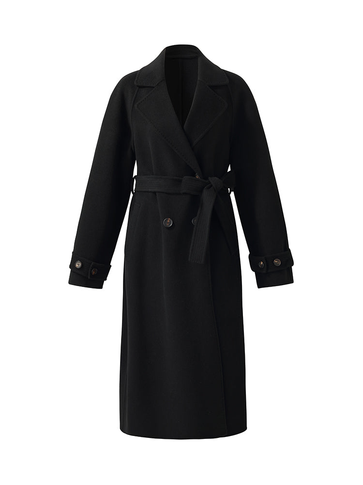 Cashmere Wool Blend Convertible Collar Women Wrap Coat