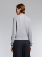 [Preview] Wool Blend Shimmer Ribbed Women Crewneck Sweater GOELIA