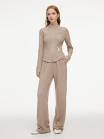 [Preview] Double-Brushed Stretch Zip Jacket And Pants Two-Piece Set GOELIA