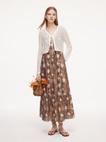 Tencel Blend Floral Print Women Strap Maxi Dress GOELIA