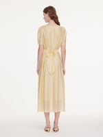 Pre-Order Tencel Blend Square Neck Women Gather-Waisted Maxi Dress GOELIA