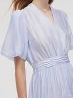 A-Line V-Neck Women Pleated Tiered Maxi Dress GOELIA