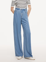 [Preview] 100% Lyocell Denim Women Straight Leg Jeans With Belt GOELIA