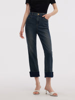 Denim Women Ankle-Length Cuffed Jeans GOELIA