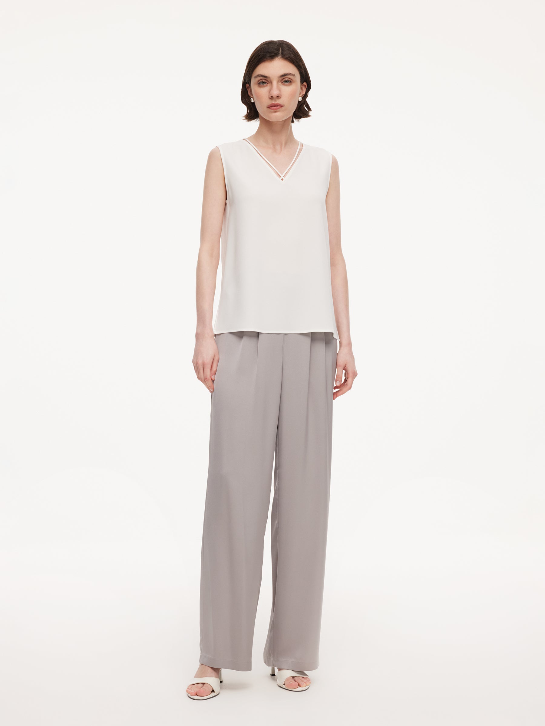 Triacetate Blend Women V-Neck Tank Top GOELIA