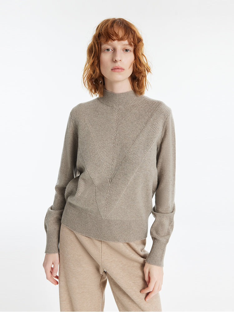 Cashmere Mock Neck Women Pullover Sweater GOELIA
