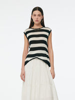 Tencel Blend Stripe Curved Hem Women Knit Tank Top GOELIA