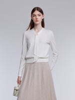 [Preview] Wool Blend Tie Neck Women Knit Top With GO Buckle GOELIA
