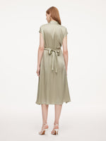 19MM Mulberry Silk Front Knot Women Self-Tie Maxi Dress GOELIA