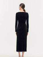 Velvet Glitter Stretch Asymmetrical Hem Top And Skirt Two-Piece Set With Belt GOELIA