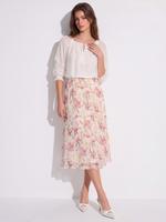 10MM Mulberry Silk Iris Print Women Skirt GOELIA
