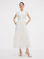 Tencel Blend Women Cap Sleeve Maxi Dress With Ribbon GOELIA