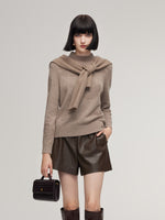 Wool Jacquard Mock Neck Women Sweater GOELIA