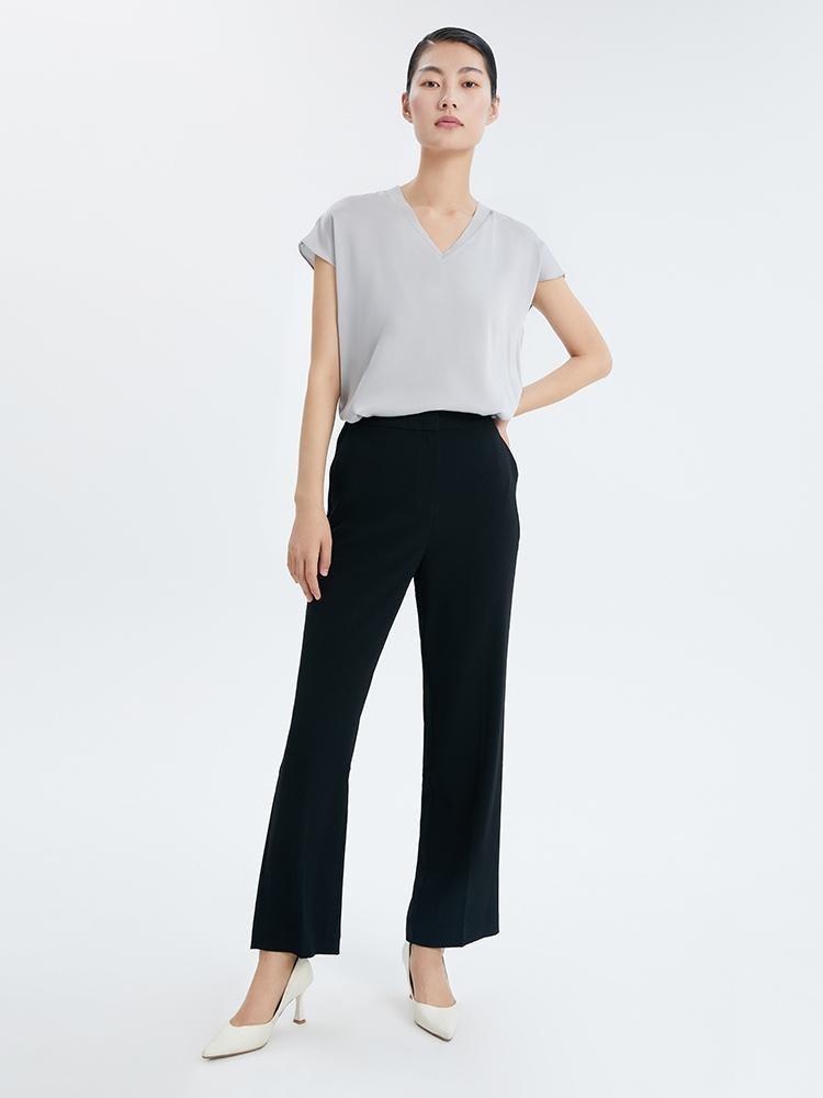 Black Triacetate Straight Pants GOELIA