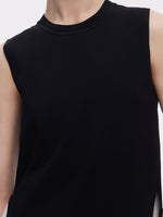Lyocell Blend Knit Tank Top And Back Pleated Blouse Two-Piece Set GOELIA