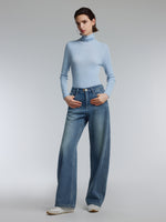 100% Cotton Denim Fleece Lined Women Curved Jeans GOELIA