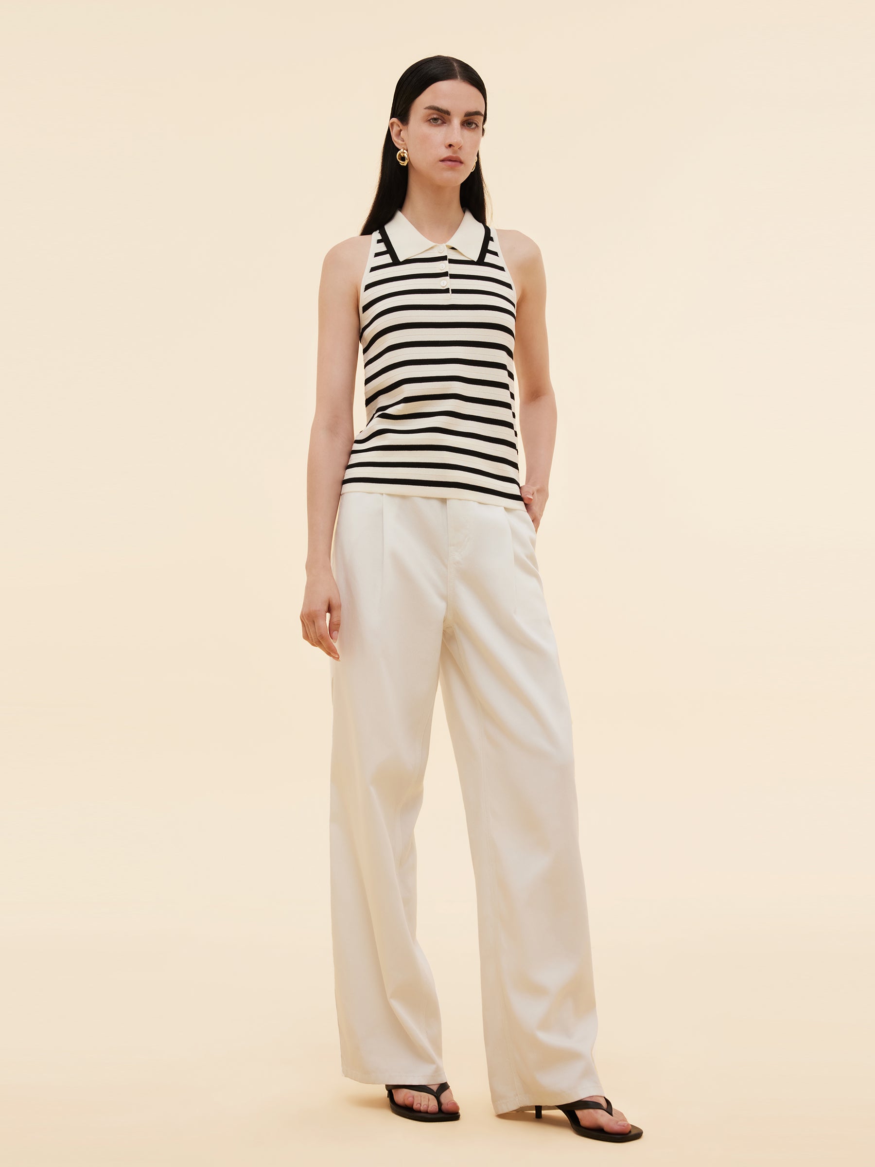 Tencel Blend Stripe Women Knit Tank Top GOELIA