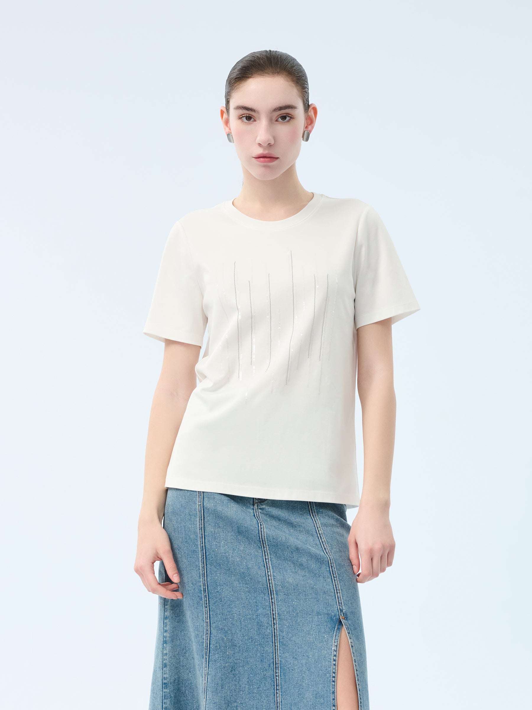 [Preview] 100% Cotton Round Neck Women T-Shirt GOELIA