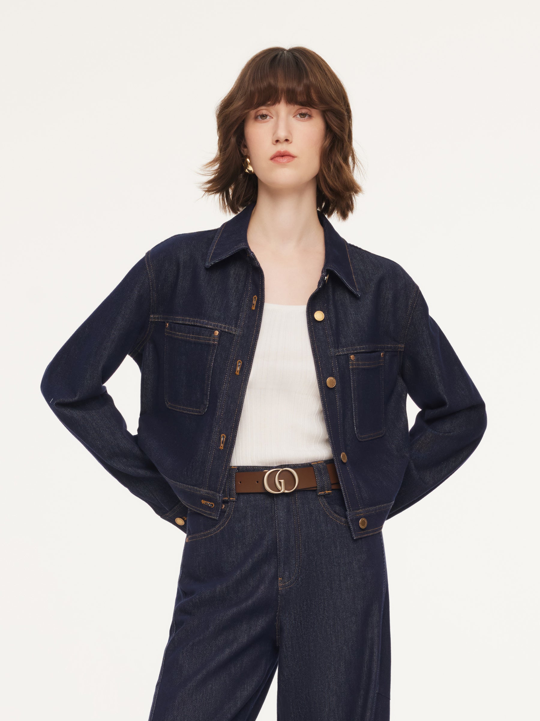 Denim Single-Breasted Women Jacket GOELIA