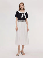 Bowknot T-Shirt And Skirt Two-Piece Set With Belt GOELIA