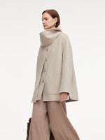 Cashmere Wool Blend Women Coat With Fringe Scarf GOELIA