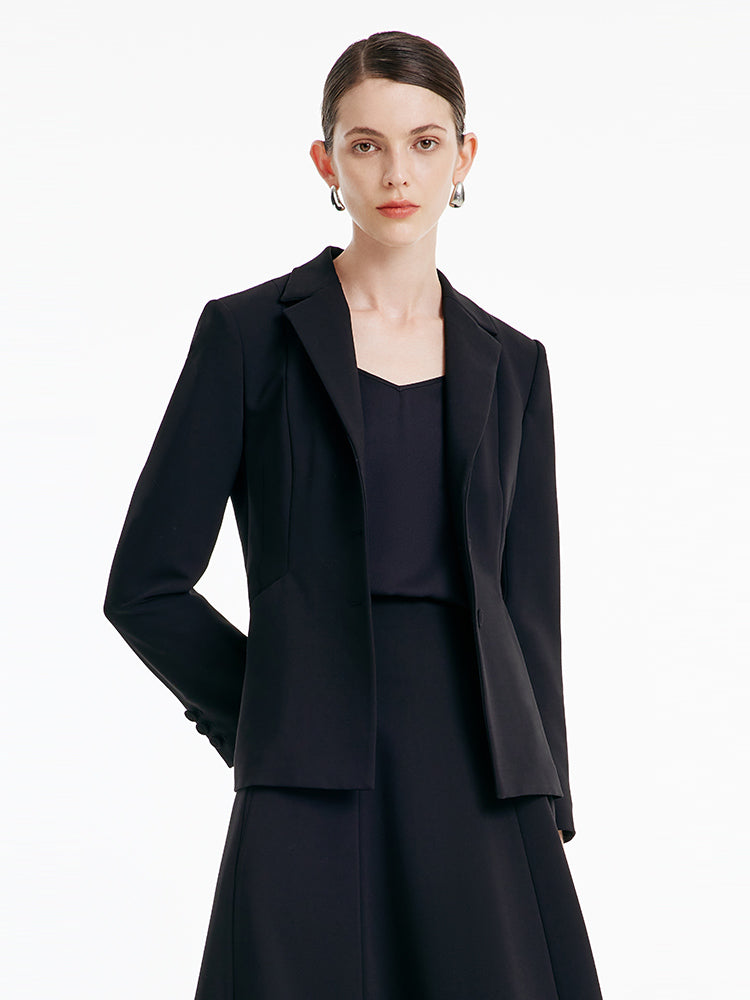 Black Worsted Wool Blazer GOELIA