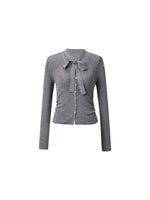 Wool Blend Ribbon V-Neck Women Cardigan GOELIA