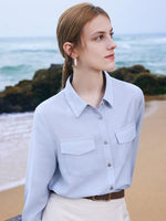 Acetate Shirt And Half Women Skirt Two-Piece Set With Leather Belt GOELIA