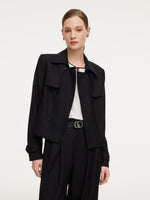 100% Worsted Wool Women Trench Jacket GOELIA