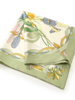 Iris Printed 60 Square 14 Momme Mulberry Silk Scarf GOELIA