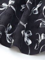 [Preview] Ribbon Print Puff Sleeve Women Midi Dress GOELIA