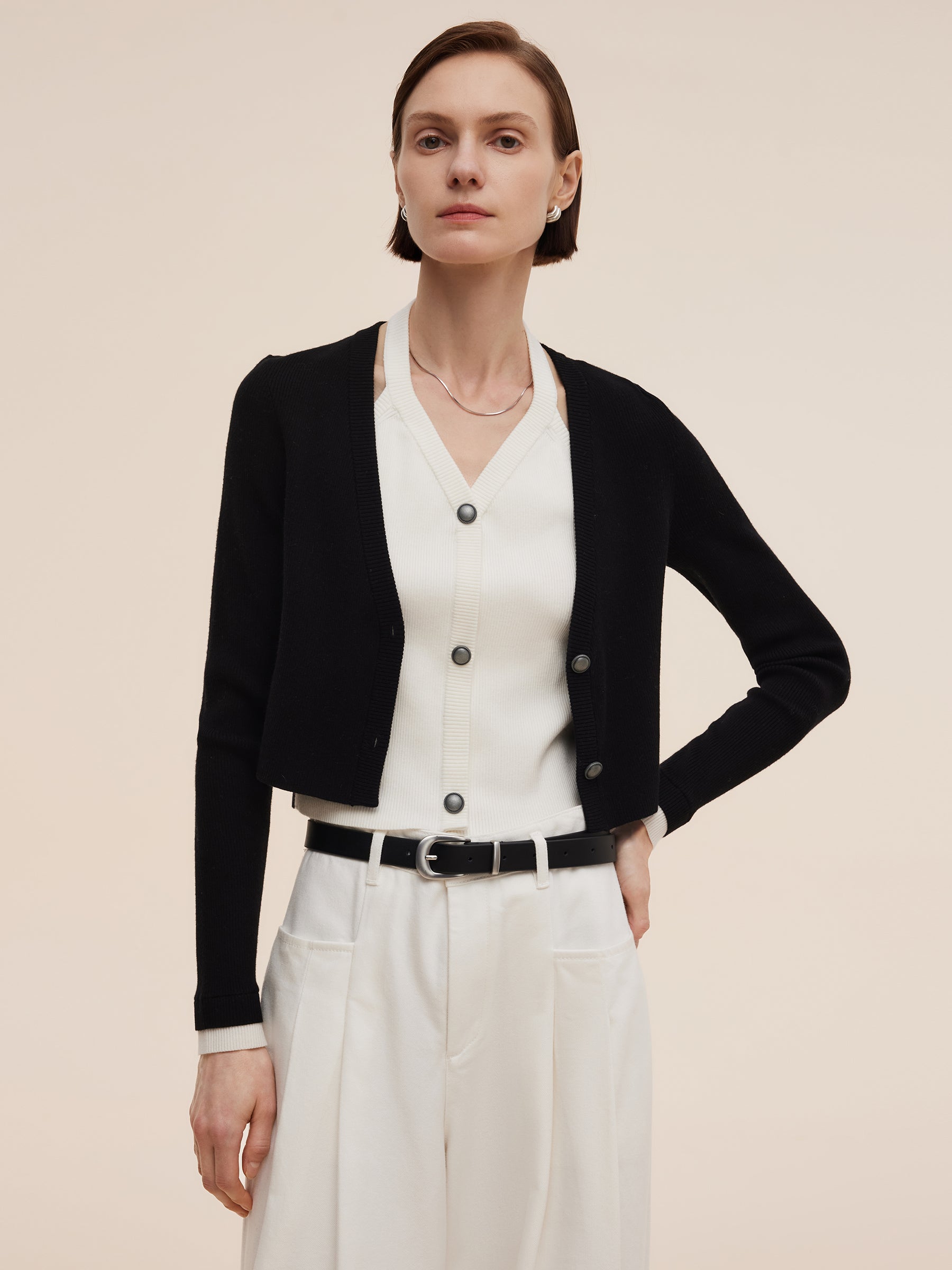 [Preview] Tencel Blend Faux Two-Piece Women Knit Top GOELIA