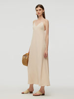 100% Acetate Women Slip Backless Maxi Dress GOELIA