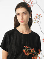 18 Momme Xiang Yun Silk Gathered Waist Women Midi Dress With Pockets GOELIA