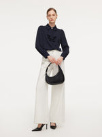22MM Mulberry Silk Women Shirt With Detachable Ruffle Detail GOELIA