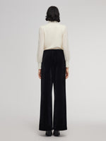 Velvet Ribbed Knit Women Loose Straight Leg Pants GOELIA
