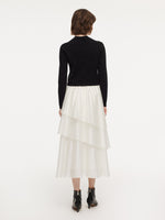 Lyocell Wool Blend Off Shoulder Knit Top And Sleeveless Tiered Dress Two-Piece Set GOELIA